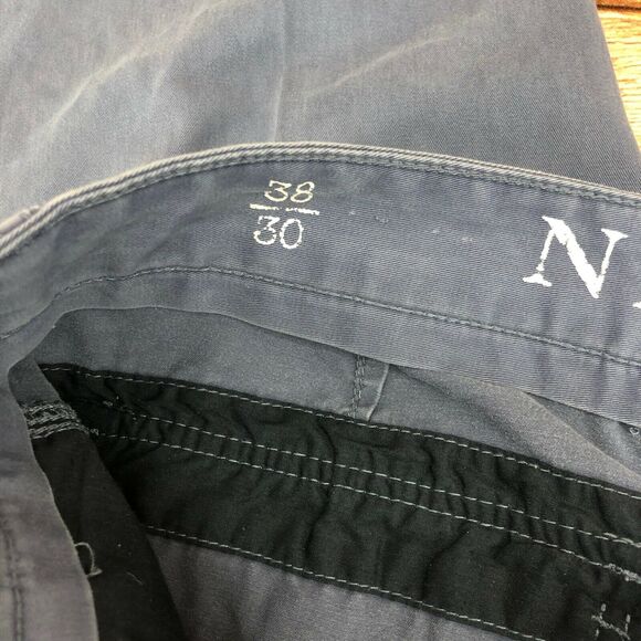 Nautica Men's Straight Leg Chino Casual Pants 38X30 Blue 100% Cotton Flat Front - Picture 4 of 6